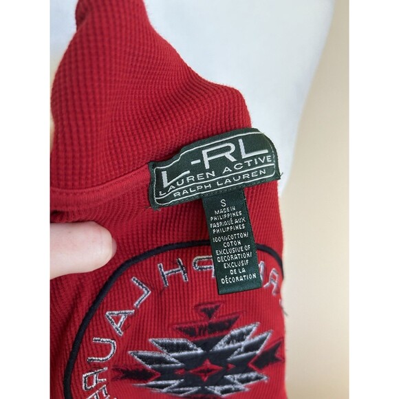Lauren Ralph Lauren Active S Red Black Waffle 1/4 Zip Pullover Southwest Aztec - Picture 4 of 4